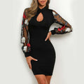 Embroidered cut out patchwork dress