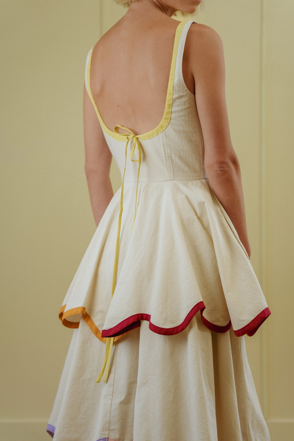 Rainbow Scallop Tiered Midi Dress