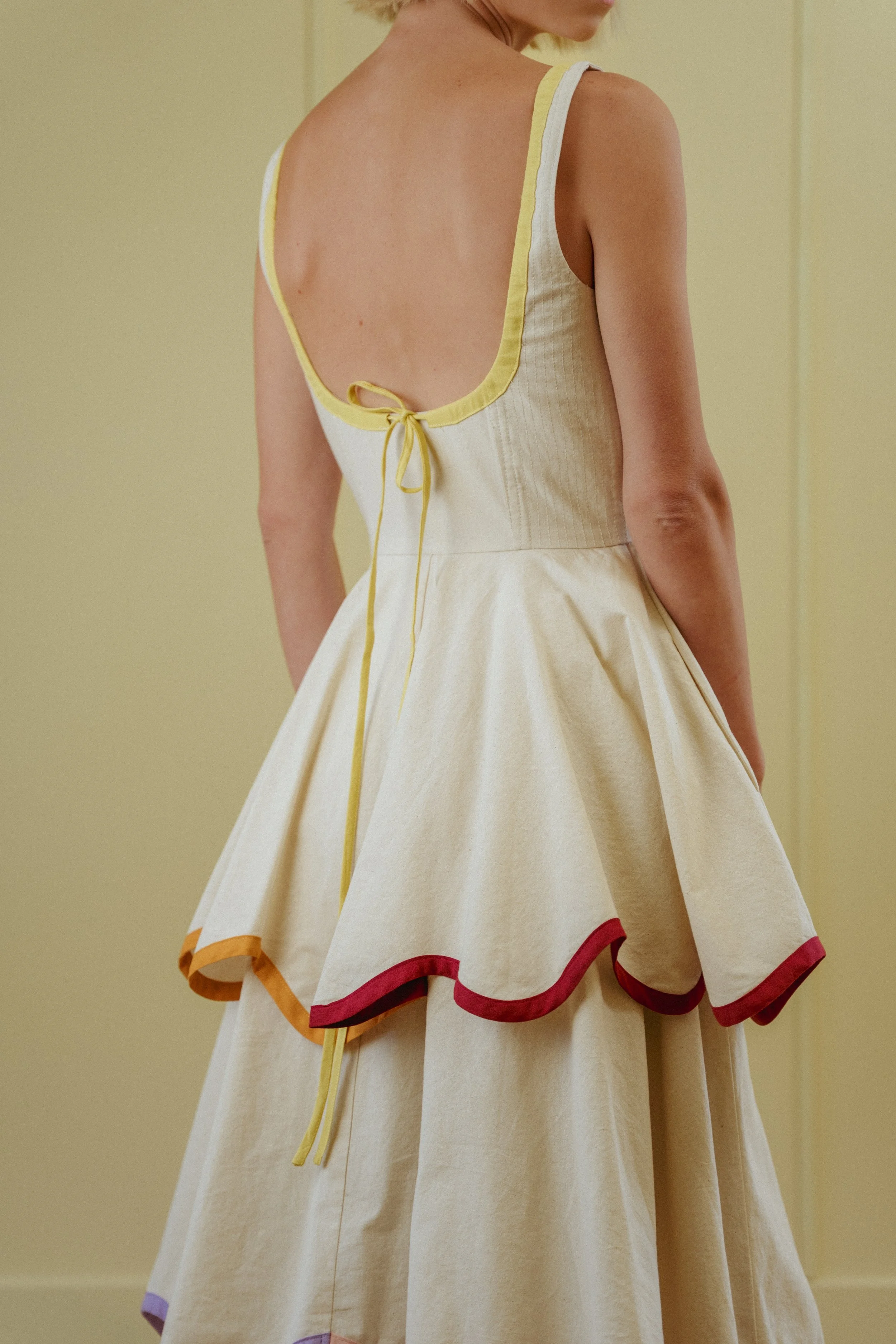 Rainbow Scallop Tiered Midi Dress