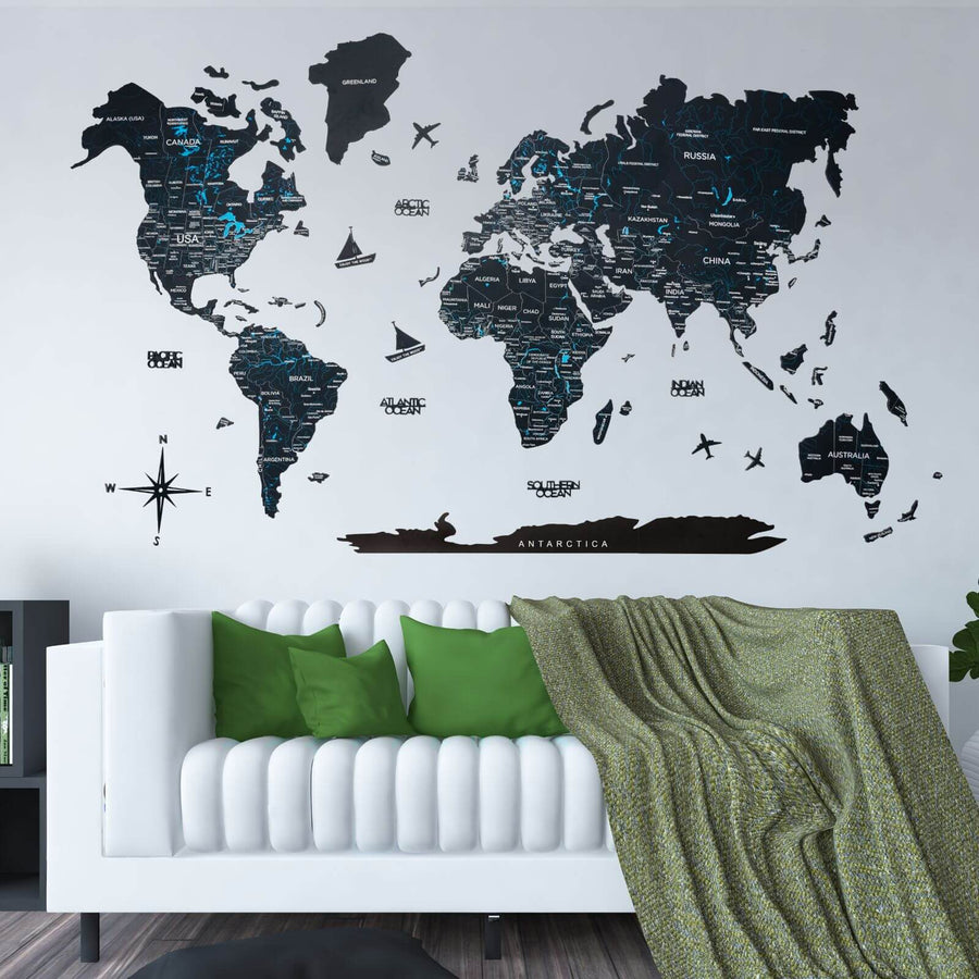 Wooden map living room