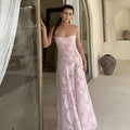 Elegant Embroidered Slim Suspender Dress
