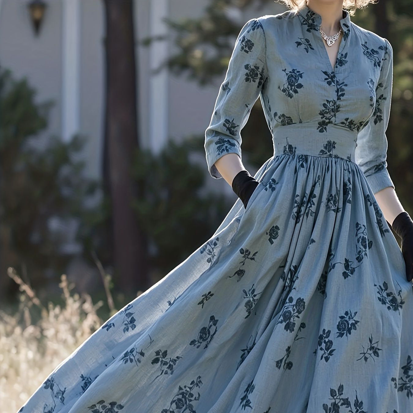 Embroidered Vintage Elegant Long Dress