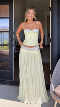 Embellished Ruched Cami Top & Pleated Maxi Skirt Set