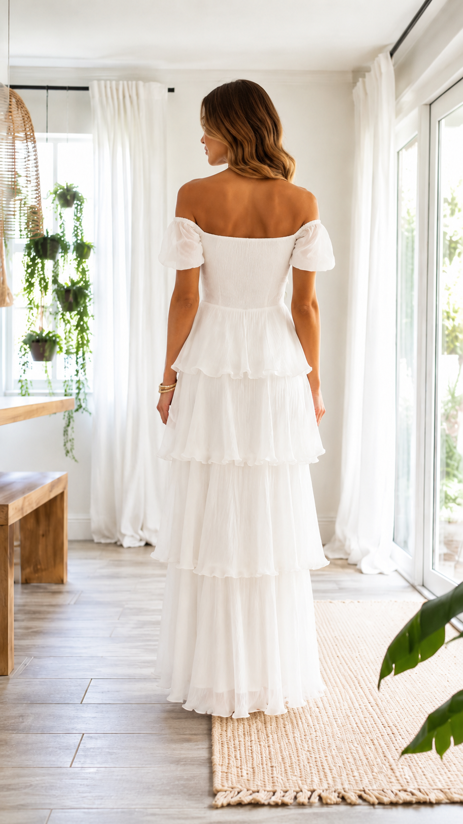 Off-Shoulder Tiered Ruffle Maxi Dress