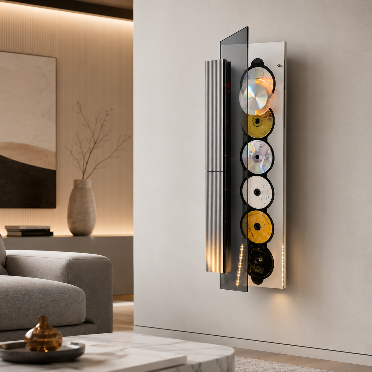 Vertical CD display music system