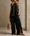 Relaxed Sleeveless Linen Two-Piece Set