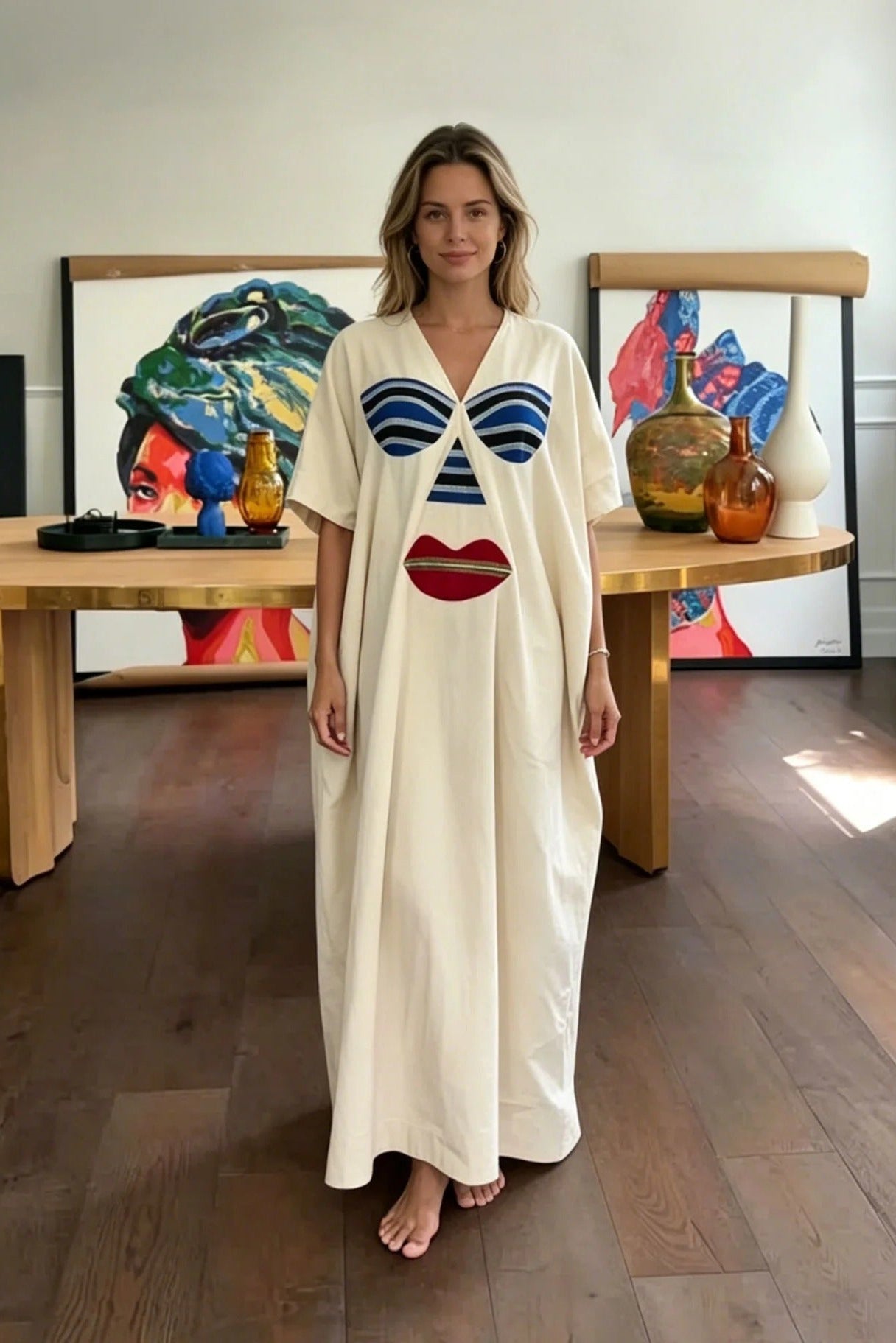 Graphic Kaftan Maxi Dress