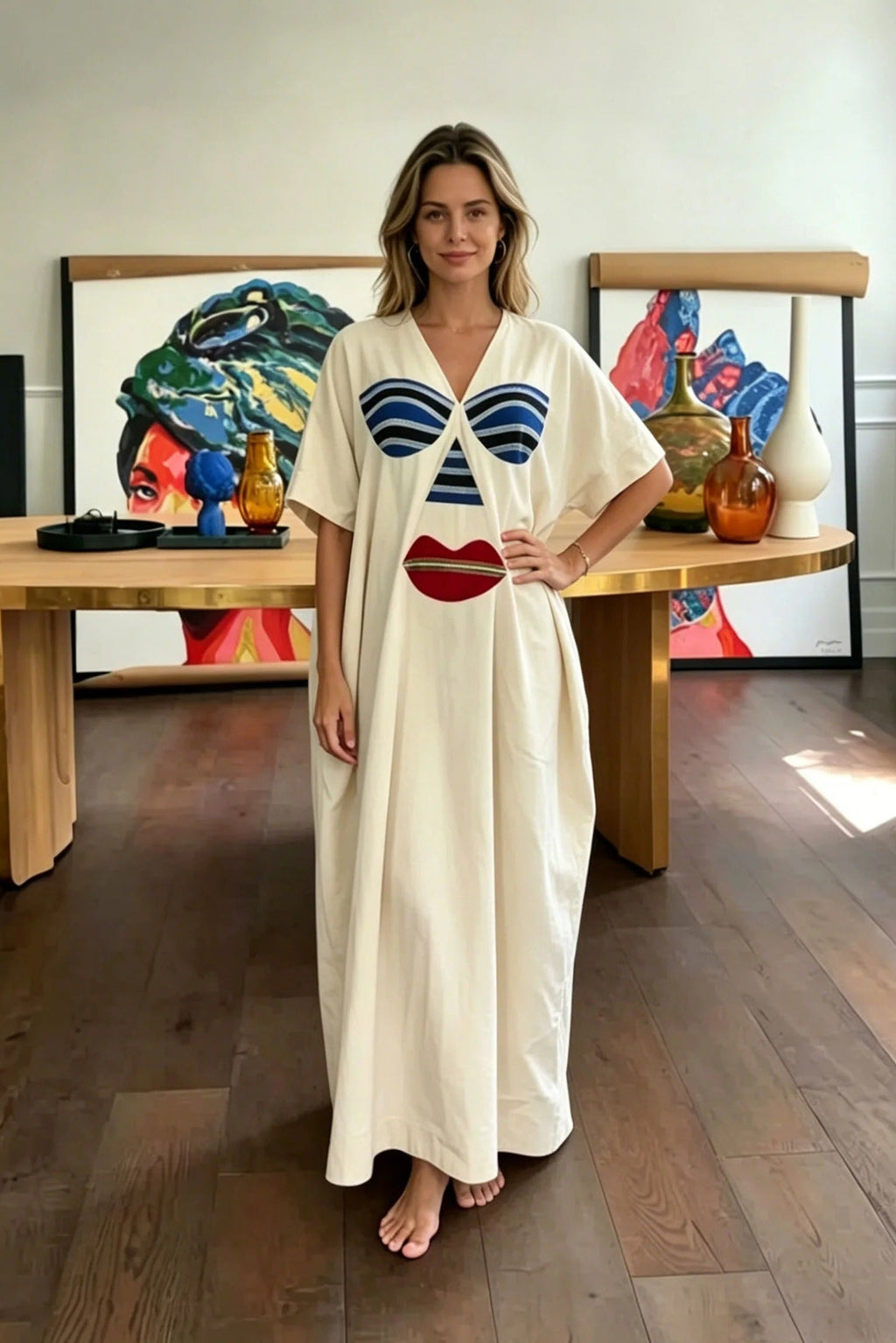 Graphic Kaftan Maxi Dress